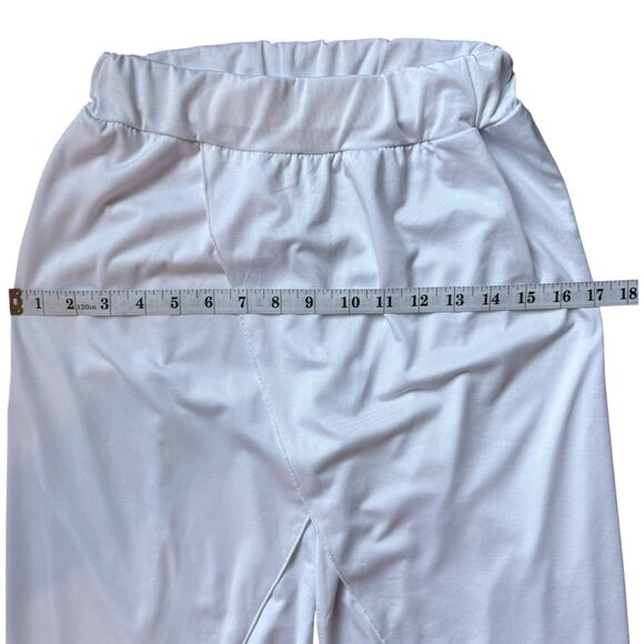 Women’s Loose Split Hem Yoga Pants High Waist Wide Leg Beach White XS - Picture 3 of 9